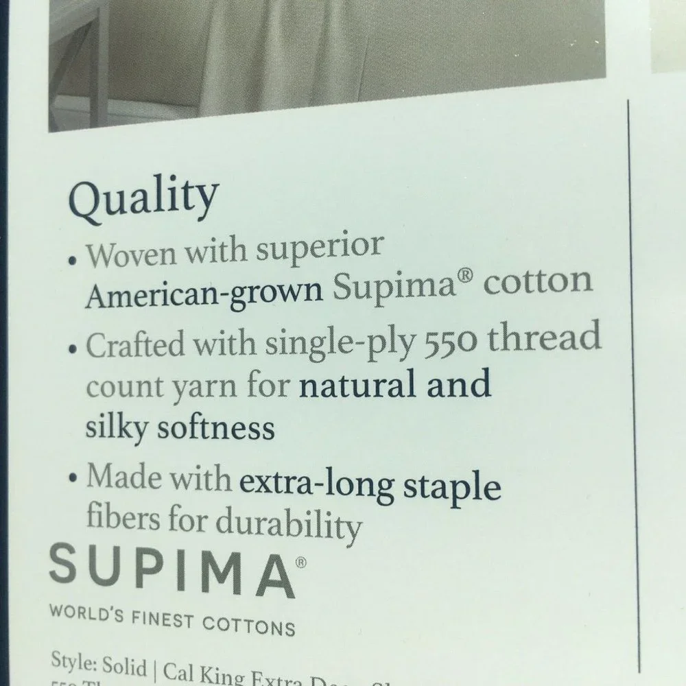 new COFFEE Charter Club Solid 550 TC 100% Cotton CAL KING Extra-Deep Sheet Set